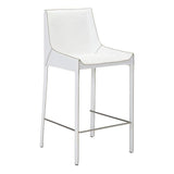 18.1" X 20.5" X 39" 2 Pcs White Recycled Leather Metal Bar Chair