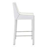 18.1" X 20.5" X 39" 2 Pcs White Recycled Leather Metal Bar Chair