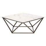 White Tintern Antique Brass Coffee Table