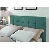 Blue Modern Upholstered Square Stitched Platform Bed