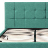 Blue Modern Upholstered Square Stitched Platform Bed