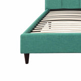 Blue Modern Upholstered Square Stitched Platform Bed