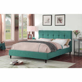 Blue Modern Upholstered Square Stitched Platform Bed