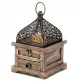 Flip-Top Wood Lantern with Drawer