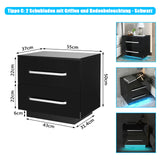 Modern RGB LED Night Table with 2 Drawers Organizer Storage Cabinet Bedside Table Home Bedroom Furniture Nightstands for Night