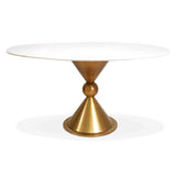 Modern minimalist round dining table luxury marble countertop metal feet golden stainless steel dining table